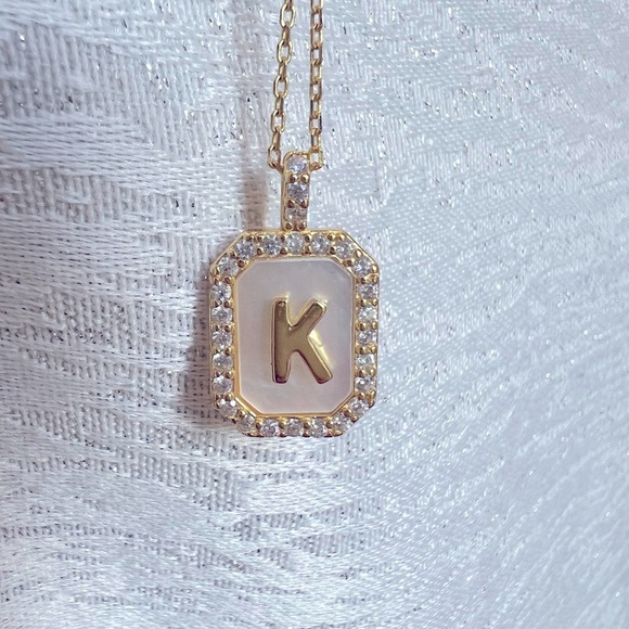 Nordstrom Jewelry - New WOT Mother-of-Pearl Initial “K” Necklace Pendant  14K Gold Plated